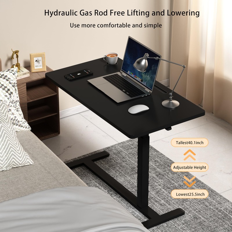 Serxis Side End Table Height Adjustable with 360° Moveable Hidden