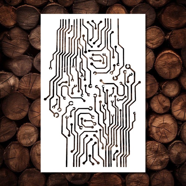 Circuit Board Stencil Template - Reusable Mixed Media Electronic Sketch