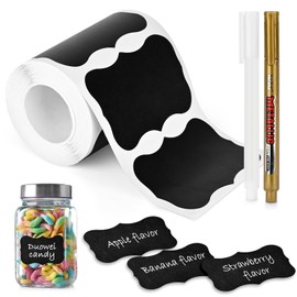 Premium Chalkboard Labels Set - 120 Removable Stickers with 2 Bonus Chalk Markers | Waterproof & Reusable | Ideal for Food Containers, Mason Jars, Pantry, Bottles