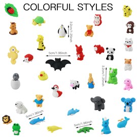 Animal Erasers, 36 Pieces, Funny Erasers for Children, Cute Animal Erasers in Multipack, Removable Mini Stationery Set for Party Gifts, Game Prizes, Classroom Rewards