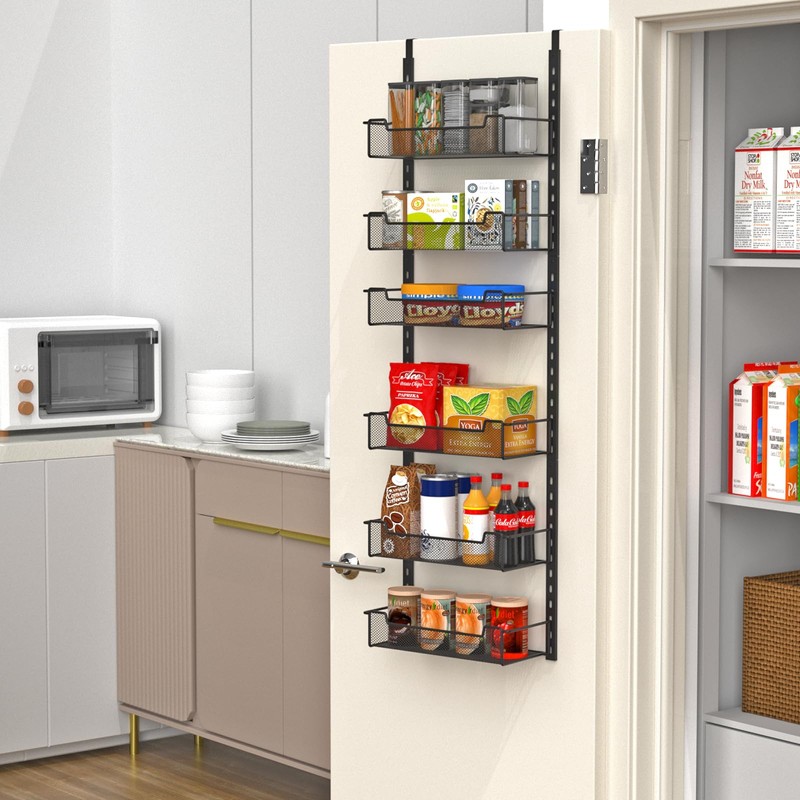 VyGrow 12.3" W Narrow Over the Door Pantry Organizer, 6-Tier