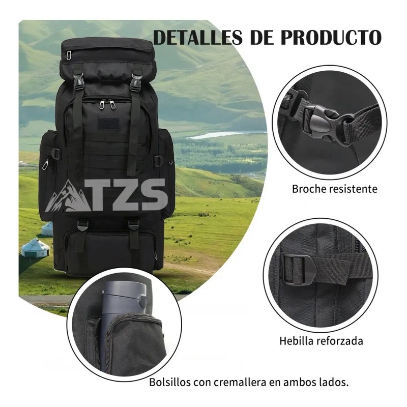 Mochila Táctica Militar 70l Campismo Senderismo Multifuncion