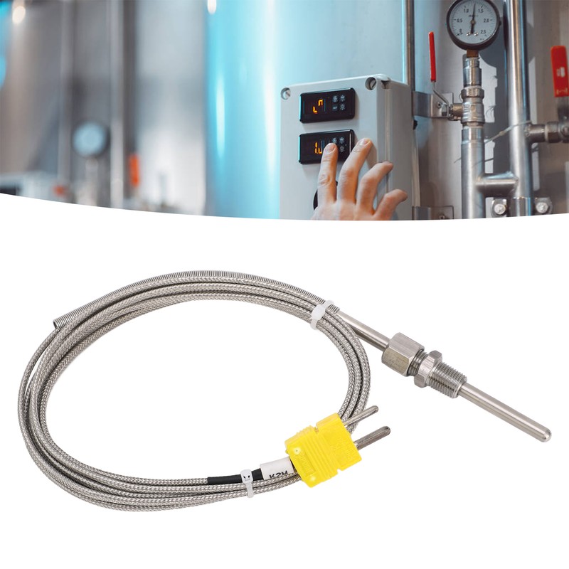 K Type Thermocouple Sensor 1/8 NPT 80mm Temperature Probe Yellow