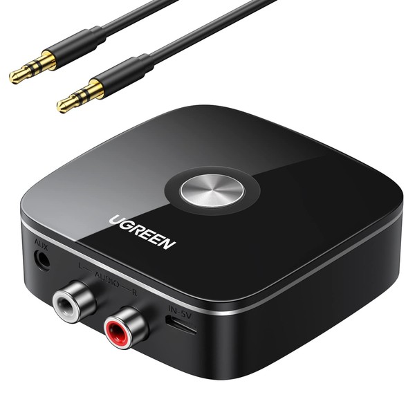 UGREEN Bluetooth5.0 レシーバー オーディオレシーバー 【TELEC認証番号：R211-190314】 3.5mm AUX＋RCA ブルートゥース受信機 EDR省電対応 コンポ/TV/スピーカーなど用