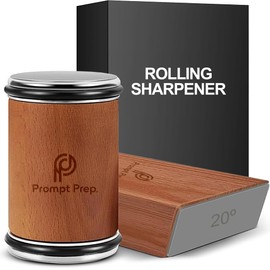 Prompt Prep Rolling Knife Sharpener™ | Easy Knife Sharpening Tool for Kitchen | 15° & 20° Adjustable Angles | Professional Knife Sharpener for Chef & Home Use
