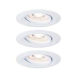Paulmann 94293 Nova Mini LED Recessed Light Coin, Round, Swivelling, 3 x 4 W, Recessed Ceiling Spotlight, Aluminium Warm White 2700 K, Swivelling IP23, Matte White, Set of 3