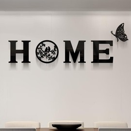 CrazyDeal - Letreros para decoración de pared de pájaros estéticos para decoración de pared para sala de estar, recámara, cocina, casa de campo, decoración moderna grande (acrílico negro, 49.2 x 15.7