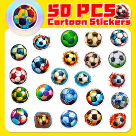 Football Sticker Set 50 Pieces Cute Decoration for Car Laptop Skateboard Bicycle Moped Motorcycle Bicycle Computer Suitable for Adults Children