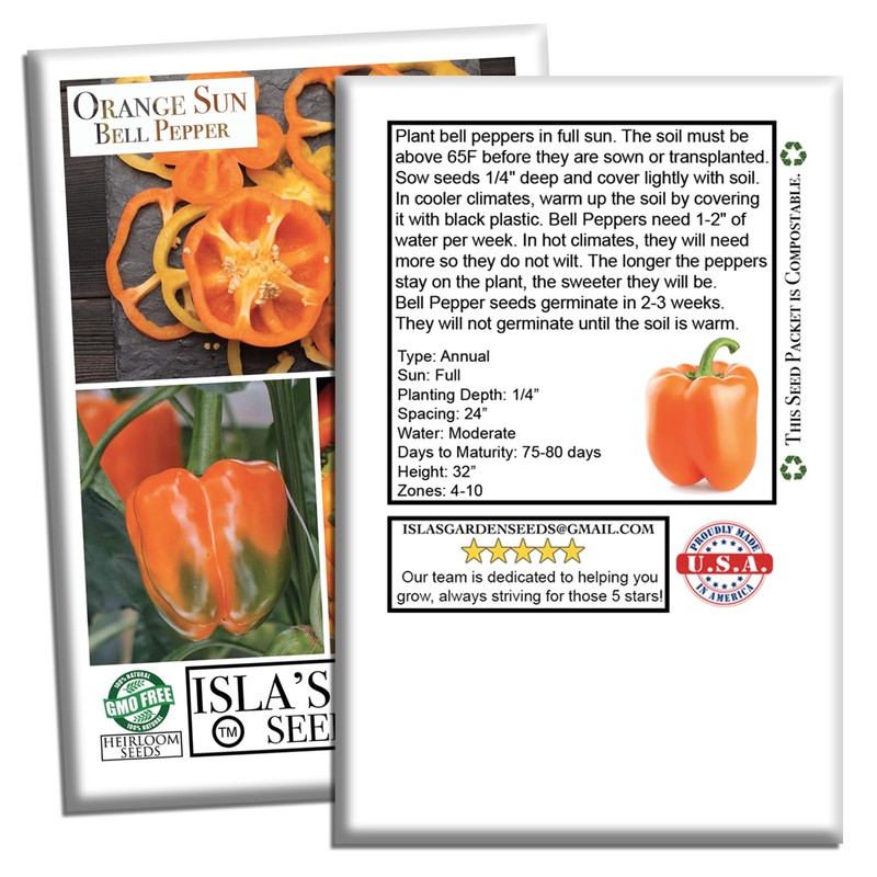 Orange Sun Bell Pepper Seeds (Capsicum annuum) – 100+ Non-GMO