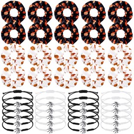 40 Set Basketball Stuff 20 Pcs Adjustable Basketball Bracelets and 20 Pcs Elastic Basketball Hair Scrunchies Sport Bracelet Scrunchy Accessories Basketball Gifts for Girls Teens Players Party