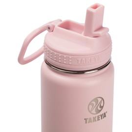 Takeya Actives Water Bottle with Straw Lid - Bottle with Double Stainless Steel Insulation - Dishwasher Safe & BPA-Free - Bottle with Straw Lid & Removable Bumper - 22 oz, Blush