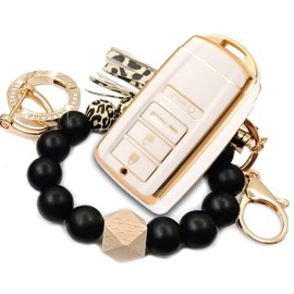 RFSRZ Fits for Acura Key Fob Cover, Soft Full Protection Key Shell Case Compatible With RDX RLX CDX NSX TLX TLX-L, Bracelet Holder Accessories (White)