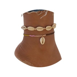 Shegirl Braided Rope Ankle Bracelet Shell Simple Beaded Layered Anklet Shell Pendant Foot Jewelry for Women