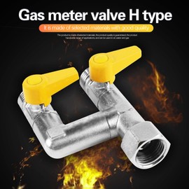 Candeon 1/2" H Type Ball Valve, 3-way Shut Off Coupling Splitter Gas Meter Connect Valve Thickened Copper Valve, for Gas Flowing Control, 175 PSI, 1/4 Turn Operation Handle(F)