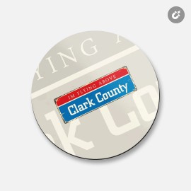 Unbranded Clark County Grunge Retro Travel Tin Sign | 4'' X 4'' Round Decorative Magnet