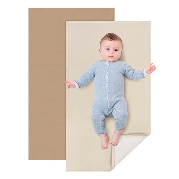 YACODAVO 2 Pack Baby Leather Changing Mat, Waterproof Portable Diaper