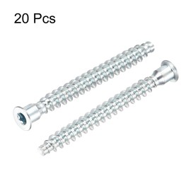 sourcing map 20Pcs M7x70mm Hex Socket Countersunk Head Self Tapping Connecting Screws Carbon Steel Furniture Confirmat Screw, Silver