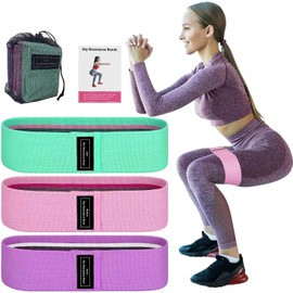 Bandas Elasticas Musculacion Fitness, Set de 3 Bandas Resistencia Cintas Elasticas Fitness Antideslizantes de Tela 3 Niveles de Resistencia para Crossfit Yoga Pilates Glúteos Piernas Brazo
