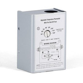 Hipoilk Attic Fan Thermostat Control with Built-in Fire Safety Shut Off, Adjustable Temperature Controller 120 Volt Thermostat Replacement for Power Attic Ventilators and Exhaust Fan