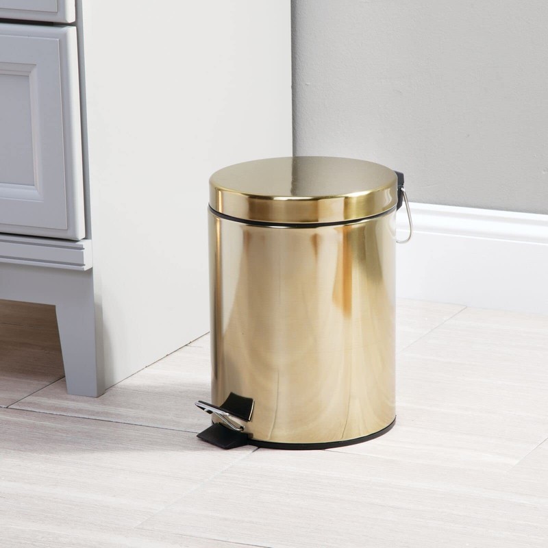 mDesign Metal Steel/Plastic Toilet Bowl Brush/Holder and Round 1.3 Gallon/5L