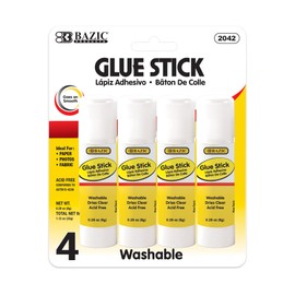 BAZIC Products Glue Stick 8g/0.28 Oz., White Glue Sticks, Multi-Purpose Acid Free, Ideal for Photos Paper Art Craft at School Home Office (4/Pack), 144-Pack