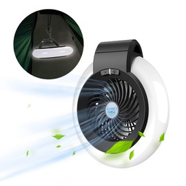 Camping Fan Light , Portable Camping Lantern with Fan ,Rechargeable Multi-Use Camping Fan with Built-in 21 High-Brightness White Lights for Tents, Hiking, Home, Office