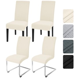 Alishomtll Dining Chair Covers Set of 4, Universal Fit Stretch Spandex Chair Slipcovers, Washable Removable Chair Protector for Dining Room Kitchen Banquet Wedding Party (Beige, 4psc)
