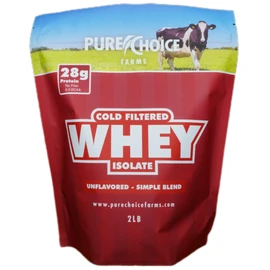 Pure Choice Whey Pure Choice Unflavored Whey Protein Isolate Powder, 28g Protein & Sugar-Free, Undenatured Whey, 1 Ingredient, No Fillers or Artificial Sweeteners (Unflavored, 12 oz)