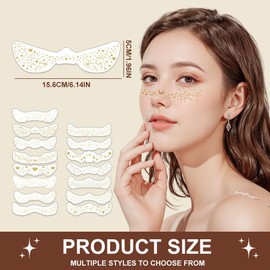 Tatuaje facial con pecas y purpurina, 2025, nuevo tatuaje dorado con pecas y purpurina, motas de maquillaje con purpurina en la cara dorada, lindos parches de maquillaje brillantes, accesorios para mujeres y niñas (#1)