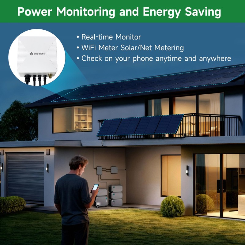 Smart Home Energy Monitor with 3 200A Clamps EdgeAnt, Real-Time