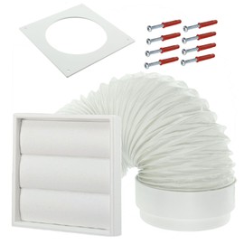 SPARES2GO Universal Exterior Wall Venting Kit Tumble Dryers (White, 4" / 102mm)