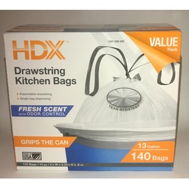 HDX Drawstring White Kitchen bags/ 140 count