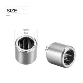 METALLIXITY HF0812 Needle Roller Bearings 8mm ID x 12mm OD 12mm Height 5 Packs, Chromium Steel Open End Thrust Bearing - for Industrial Machinery and Equipment