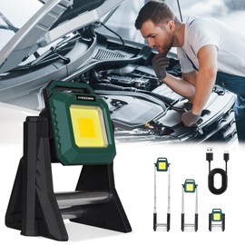 Portable Rechargeable LED Work Light Stand, 8 Modes Outdoor Construction Flood Light Men's Gifts, Cordless, Height Adjustable, 4000K/6500K Dimmable, Waterproof for Workshop, Task Lighting – YL3097