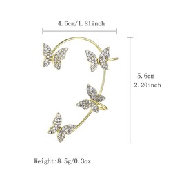 1 Pair Zircon Butterfly Earrings for Women CZ Butterfly Ear Cuff Wrap Crawler Earrings Mothers Day Gift…