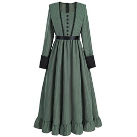 Nuoqi Green Victorian Dress for Women Long Sleeve Renaissance Dress Historical Medieval Costume XXL