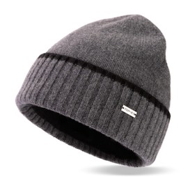 TOP-EX XL/XXL 100% Merino Wool Beanies Hats Men & Women Fleece Lined Winter Knitted Hat Warm Cuffed Beanie Cold Weather Skull Hat for Ski Toboggan Snowboarding Grey Medium
