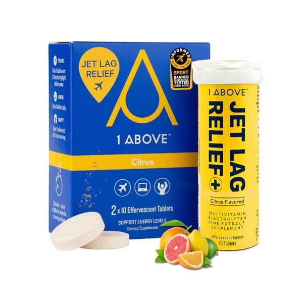 Jet Lag Relief Tablets - Citrus-Flavored Effervescent Multivitamin with Pycnogenol