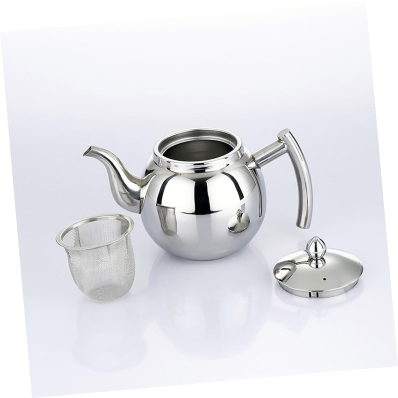 COLLBATH Stainless Steel Teapot with Strainer Compact Tea Kettle for