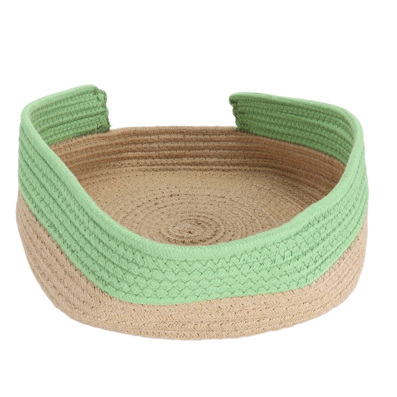 Round Cat Bed Cotton Rope Woven Basket Multipurpose Sleeping Scratching