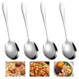 4 Pieces Large Buffet Serving Spoons,21.5x6cm Serving Spoons Set,Stainless Steel Serving Spoons,Round Edge Tablespoons,Desert Spoons Cutlery,Cooking Dining Soup Spoons for Kitchen,Restaurant,Banquet
