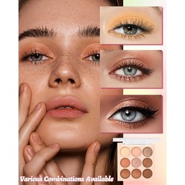 Braun Lidschatten Palette, 9 Colors Vielseitig Cream Eyeshadow, Feines und Seidiges Pulver, Glitzer Matt Lidschattenpalete Natürliches Finish, Langlebig Wasserfest, Hypoallergen Eye Makeup für Frauen