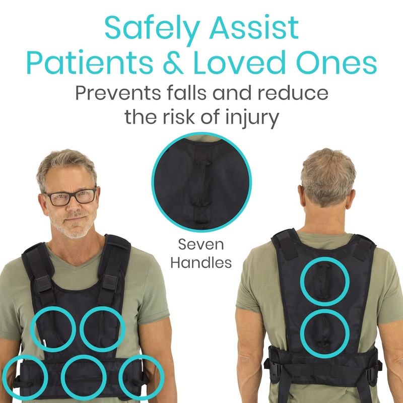 Vive Gait Belt Transfer Harness with Padded Handles and Quick