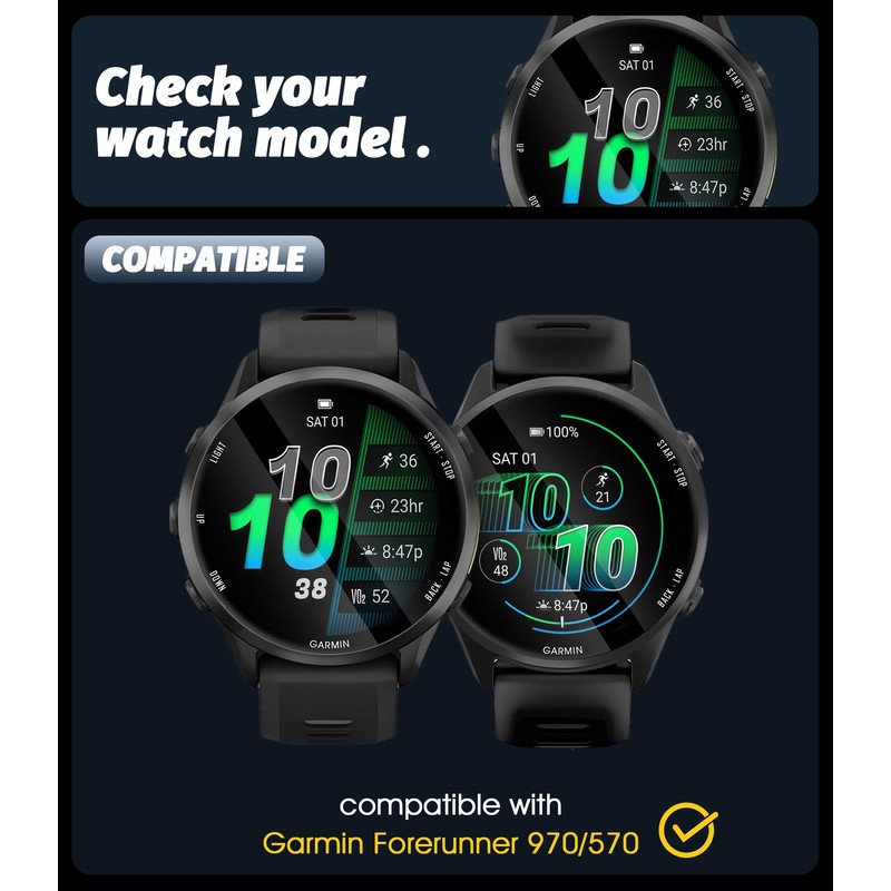 Orzero (5+3) Compatible for Garmin Forerunner 970/570 47mm, 5 Pack