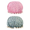 Pack of 2 Waterproof Shower Caps, Elastic Rubber Band, Double