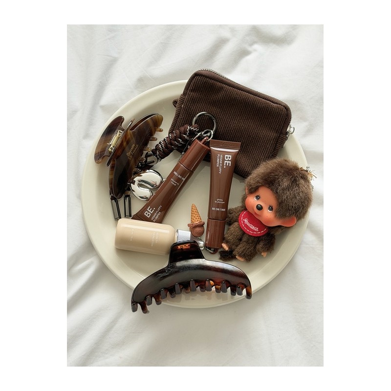 Vegan Fluffy Plumper Keyring 04 Brick Mocha / 비건 플러피