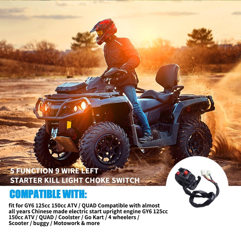JINGKE 5 Function 9 Wire Left Starter Kill Light Choke