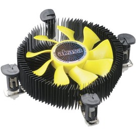 Akasa K25 | Low Profile CPU Cooler | 74mm PWM Low Noise Fan | Copper Core | Aluminium Omni Directional Heatsink | VRM Cooling | Designed for Intel LGA775 & LGA115X | AK-CC7118HP01