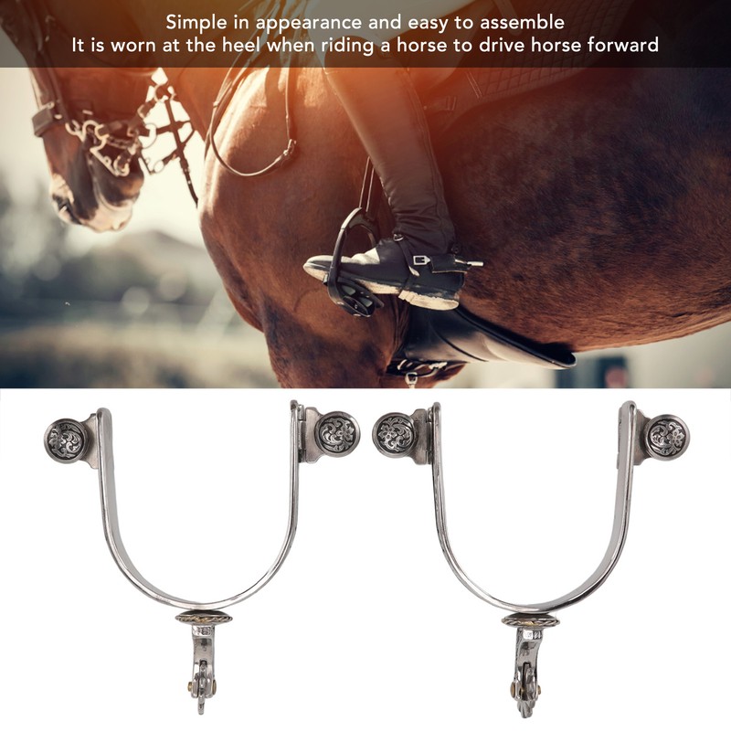 One Pair Boot Spurs Stainless Steel Vintage Leaf Patterned Western