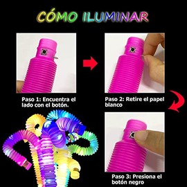 Tubos Pop de Luz LED Juguetes Sensoriales Palos Luminosos, Paquete de 12 Tubos LED Antiestrés, Tubos Luminosos Suministros para Fiestas Que Brillan en la Oscuridad